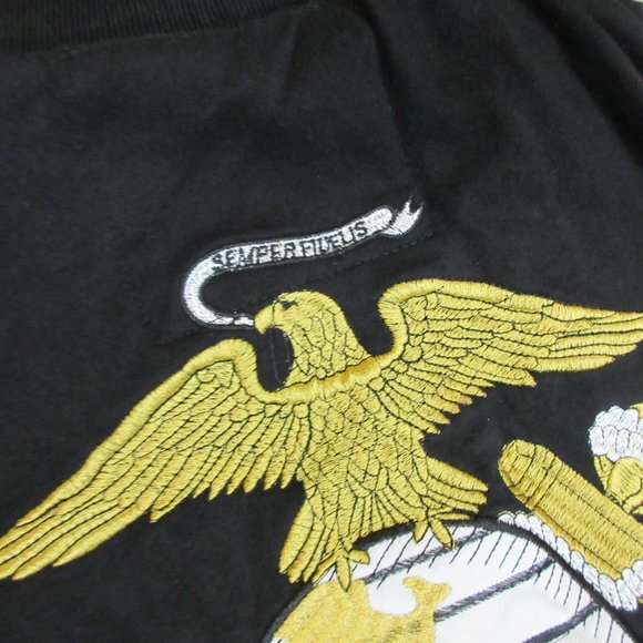 VINTAGE Marines Hoodie Mens Medium Black USMC US Honor Sweatshirt Made In USA * - Picture 3 of 13